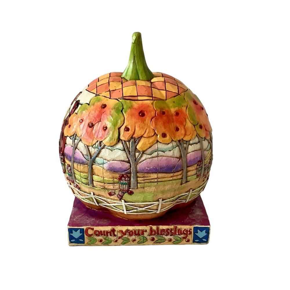 Jim Shore Heartwood Creek "Count Your Blessings" Petite Pumpkin - Picture 3 of 5